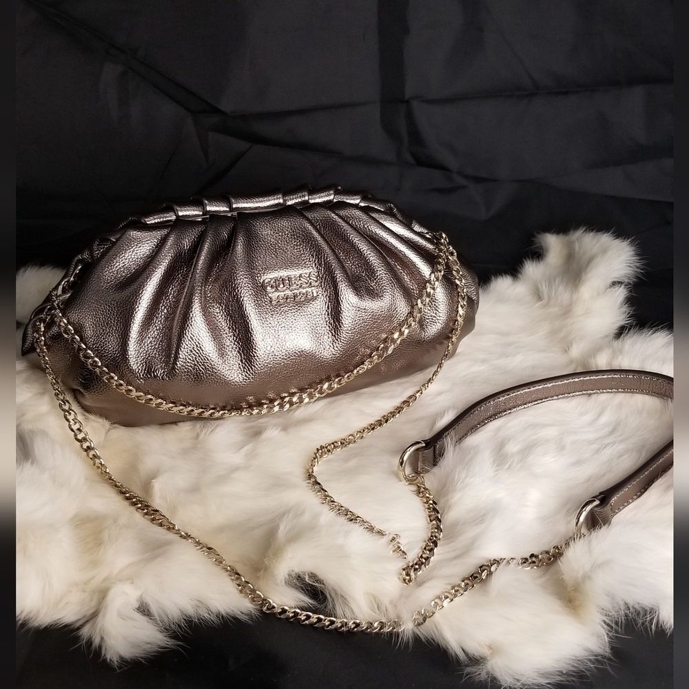 Guess Metallic Ruched 100% PU Clutch/Crossbody - Statement Accessory!